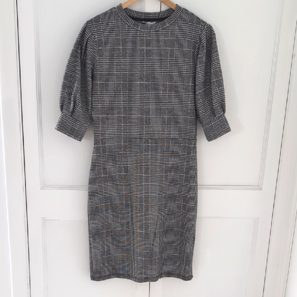 H&M Black and White Plaid Dress